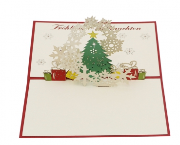 3D Karte Weihnachtsbaum mit Schneeflocken